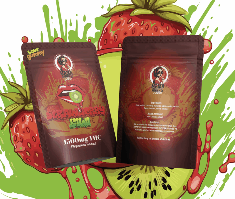 Mama Anne's Edibles 1500mg - Strawberry Kiwi Gummy (THC)