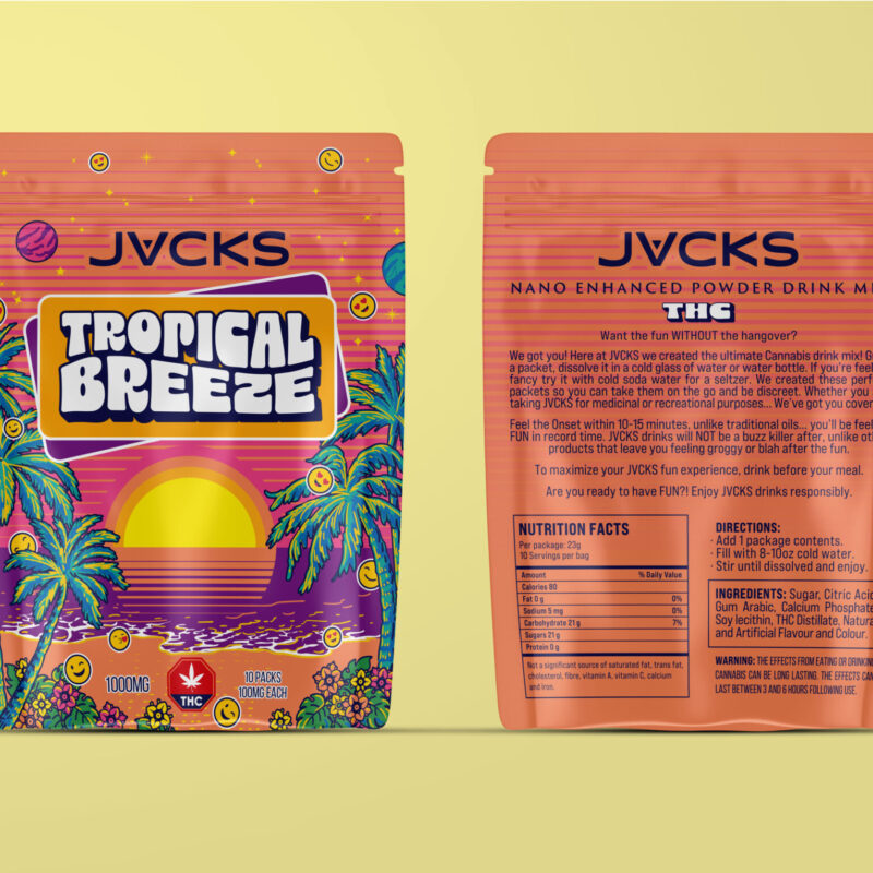 JACKS THC Powder Drink Mix - Tropical Breeze 1000mg